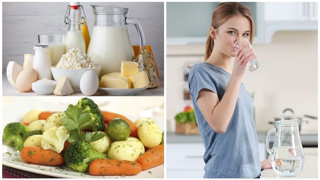 Dietë për përkeqësimin e përdhes - ujë, produkte qumështi, perime të ziera