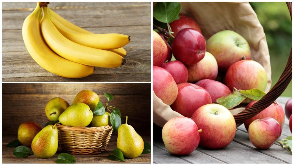 Fruta të mira për përdhes - banane, dardha dhe mollë